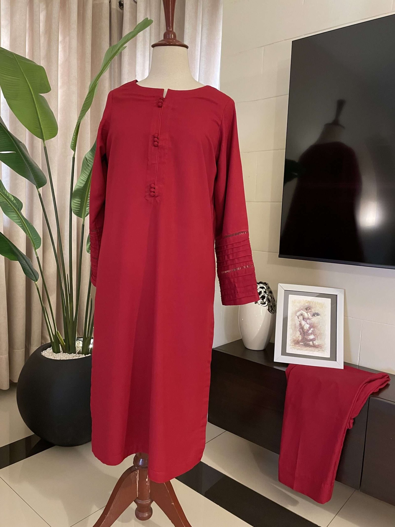 KARANDI RED STITCHED SOLID SUITS (CD-05)