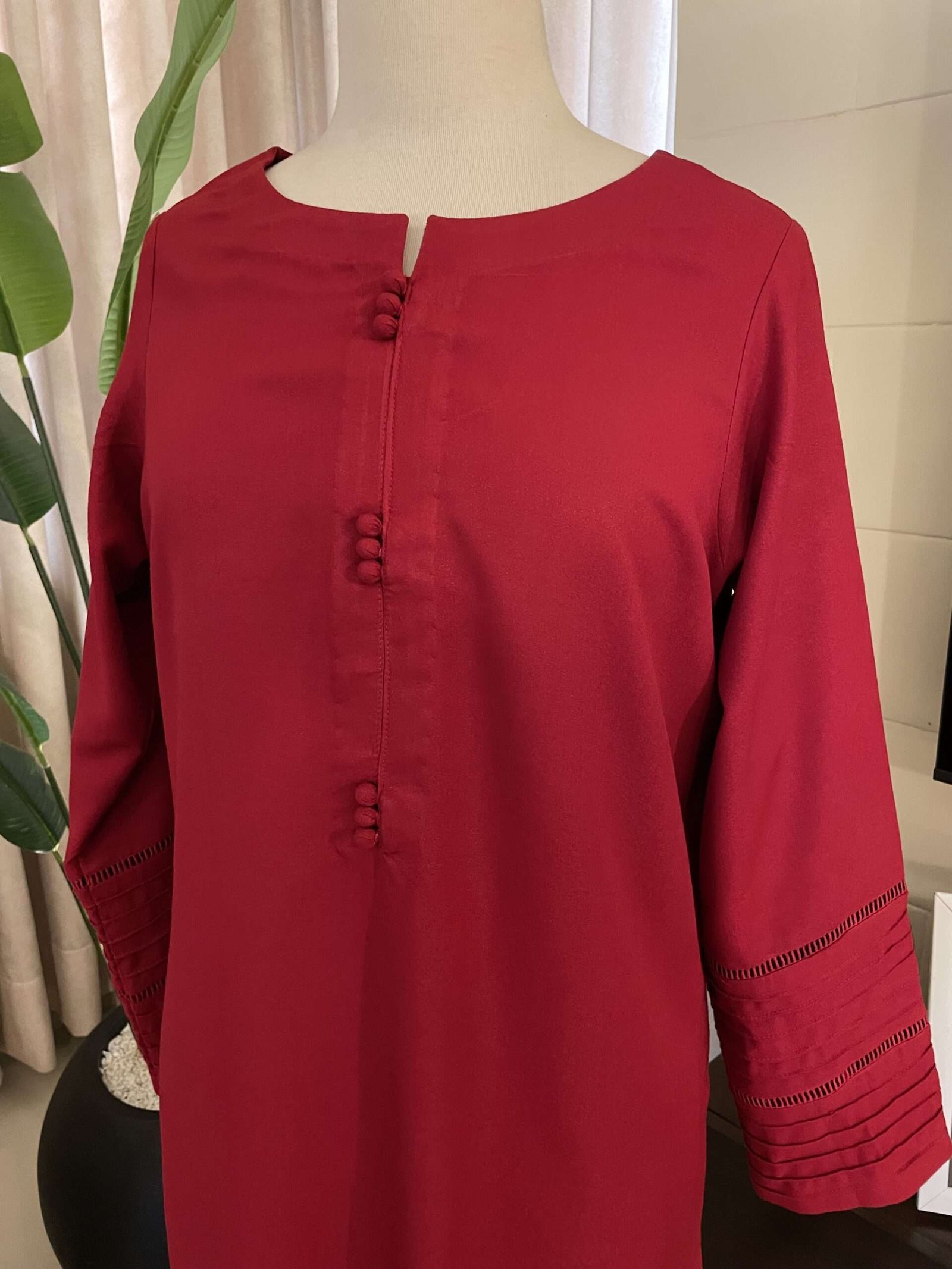 KARANDI RED STITCHED SOLID SUITS (CD-05) - Image 2