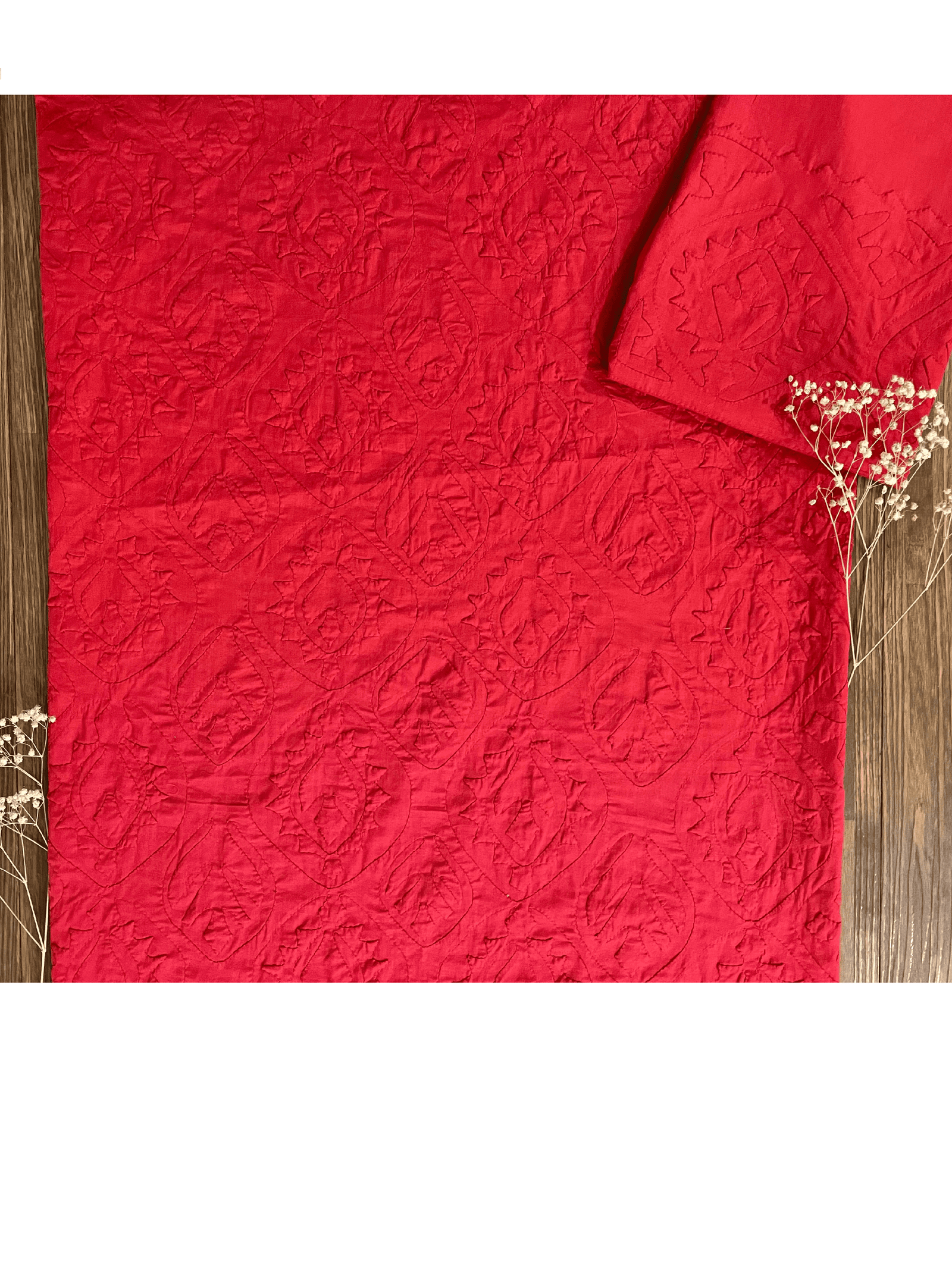 2 PIECE - UNSTITCHED APPLIQUE LAWN COTTON SUIT (DF-04) - Image 3