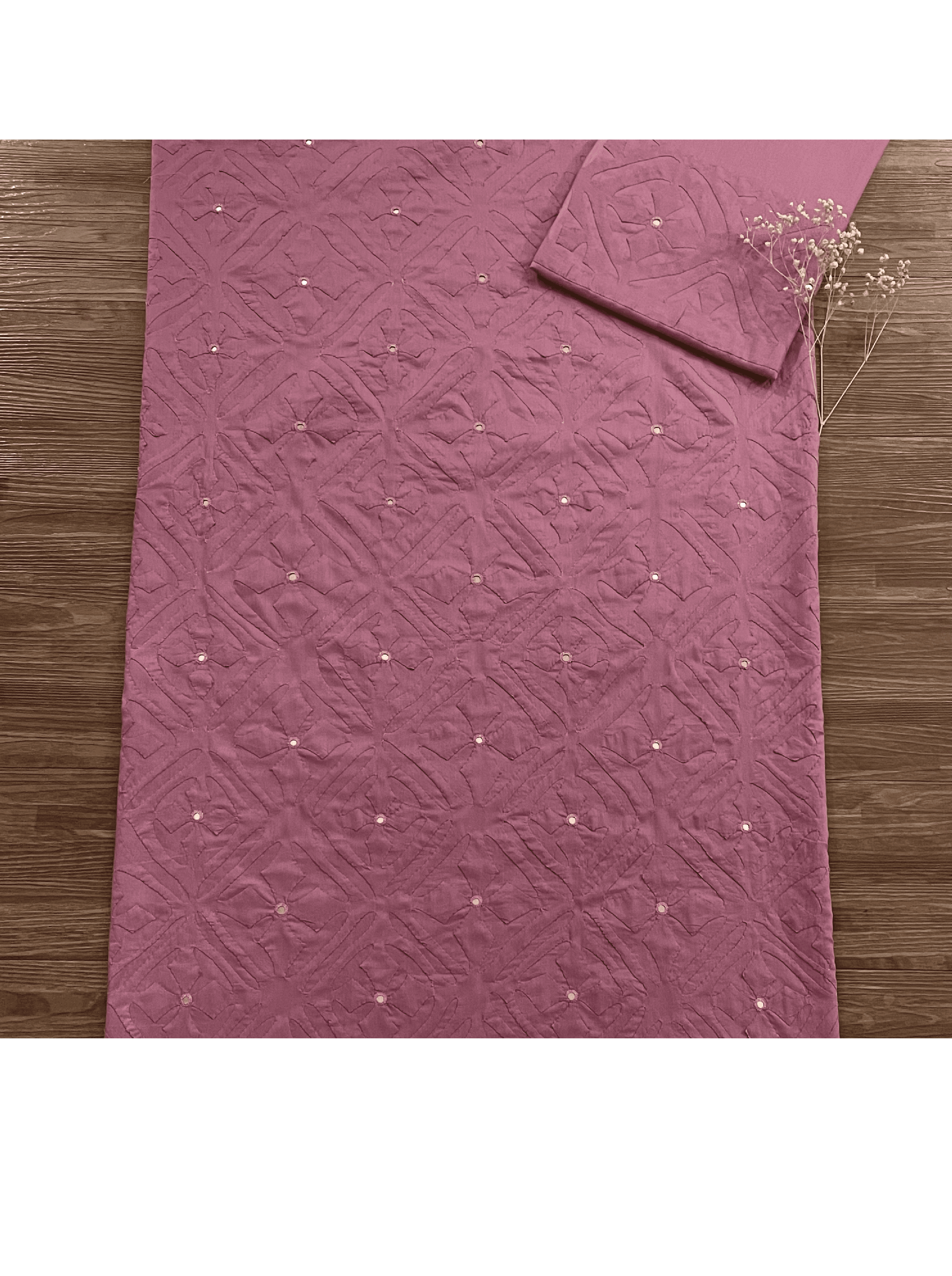 2 PIECE - UNSTITCHED APPLIQUE LAWN COTTON SUIT (DF-09)