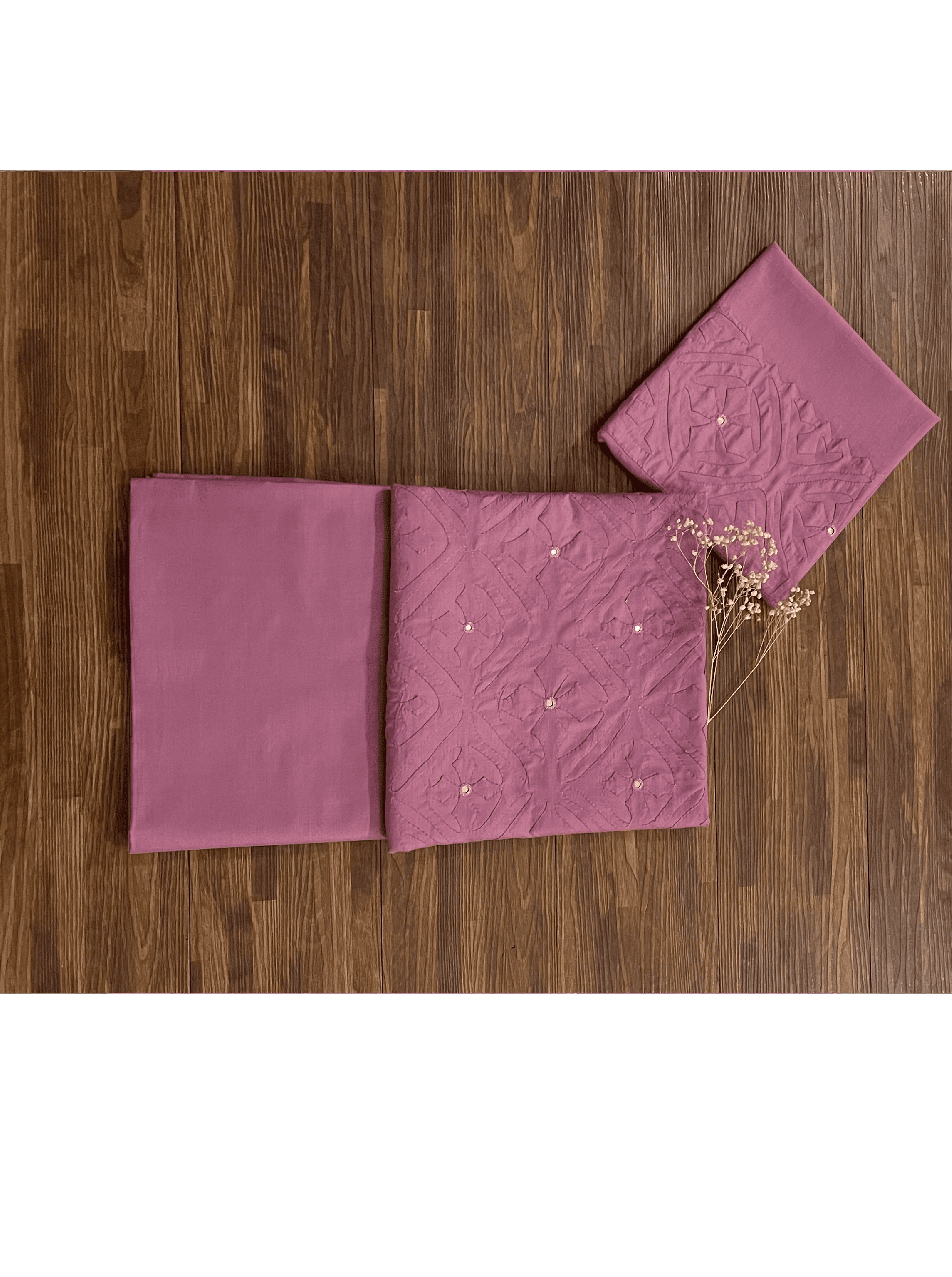 2 PIECE - UNSTITCHED APPLIQUE LAWN COTTON SUIT (DF-09) - Image 2