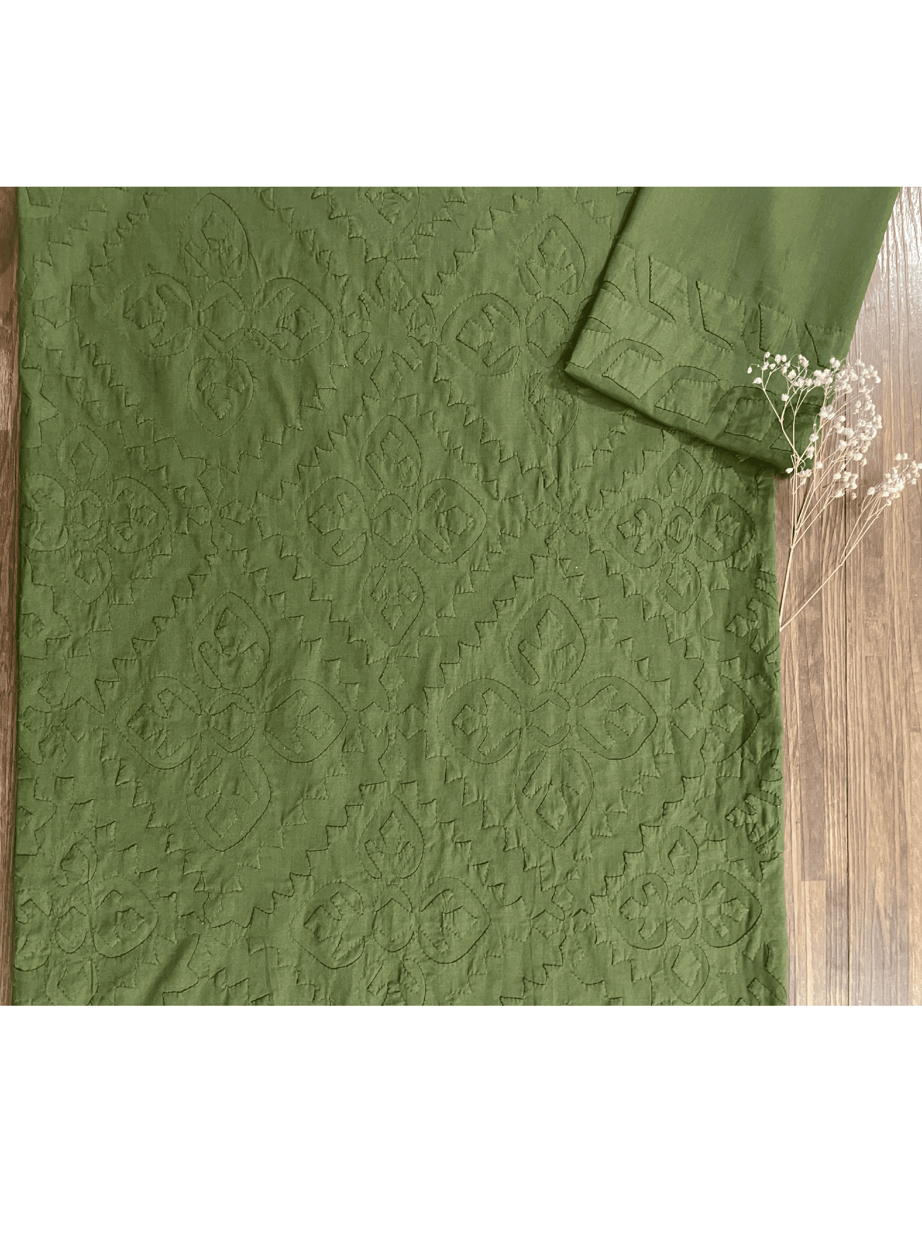 2 PIECE - UNSTITCHED APPLIQUE LAWN COTTON SUIT (DF-06) - Image 3