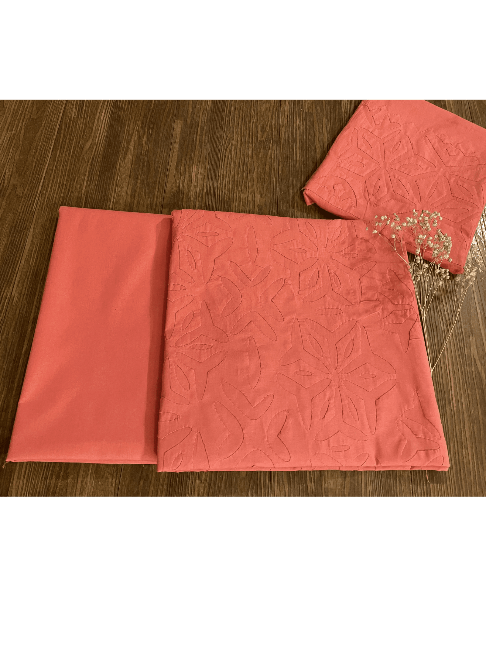 2 PIECE - UNSTITCHED APPLIQUE LAWN COTTON SUIT (DF-07) - Image 3