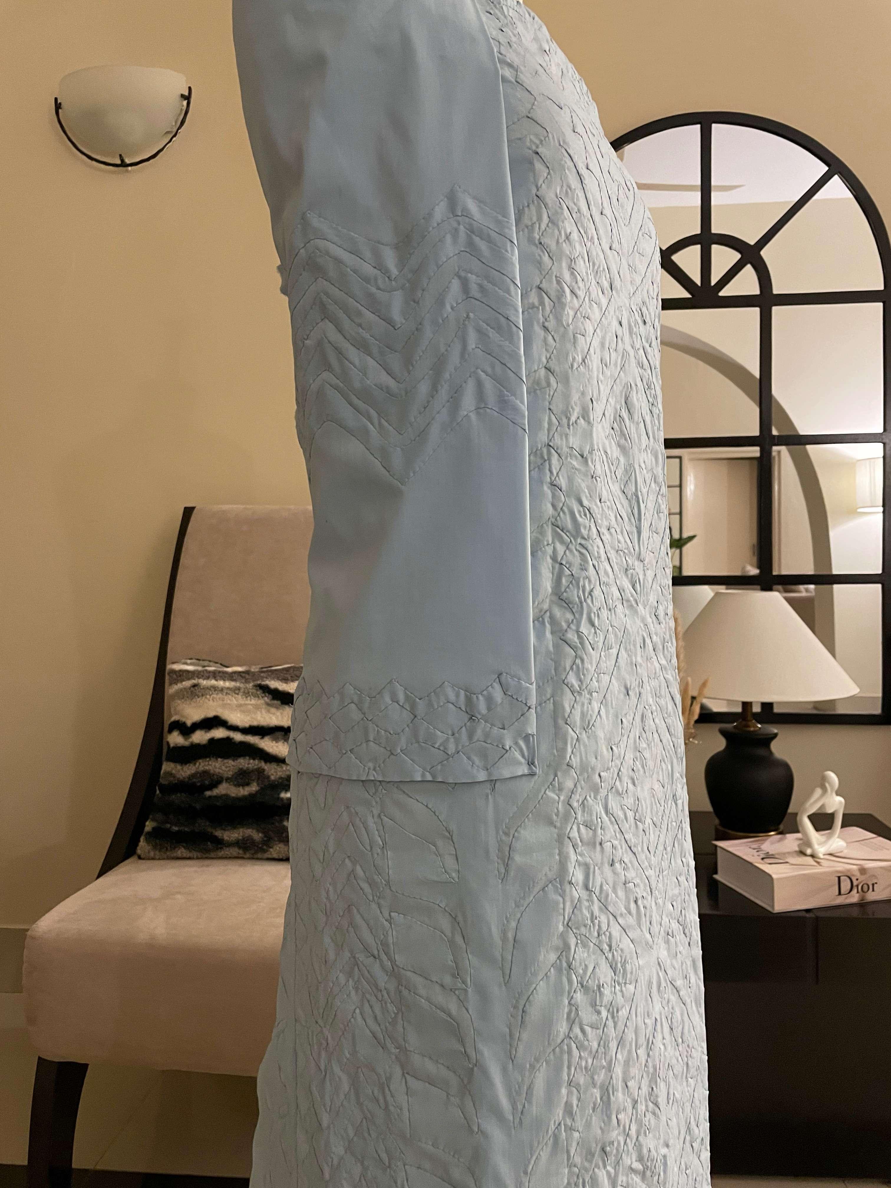 2 PIECE - UNSTITCHED APPLIQUE LAWN COTTON SUIT (DF-14) - Image 2