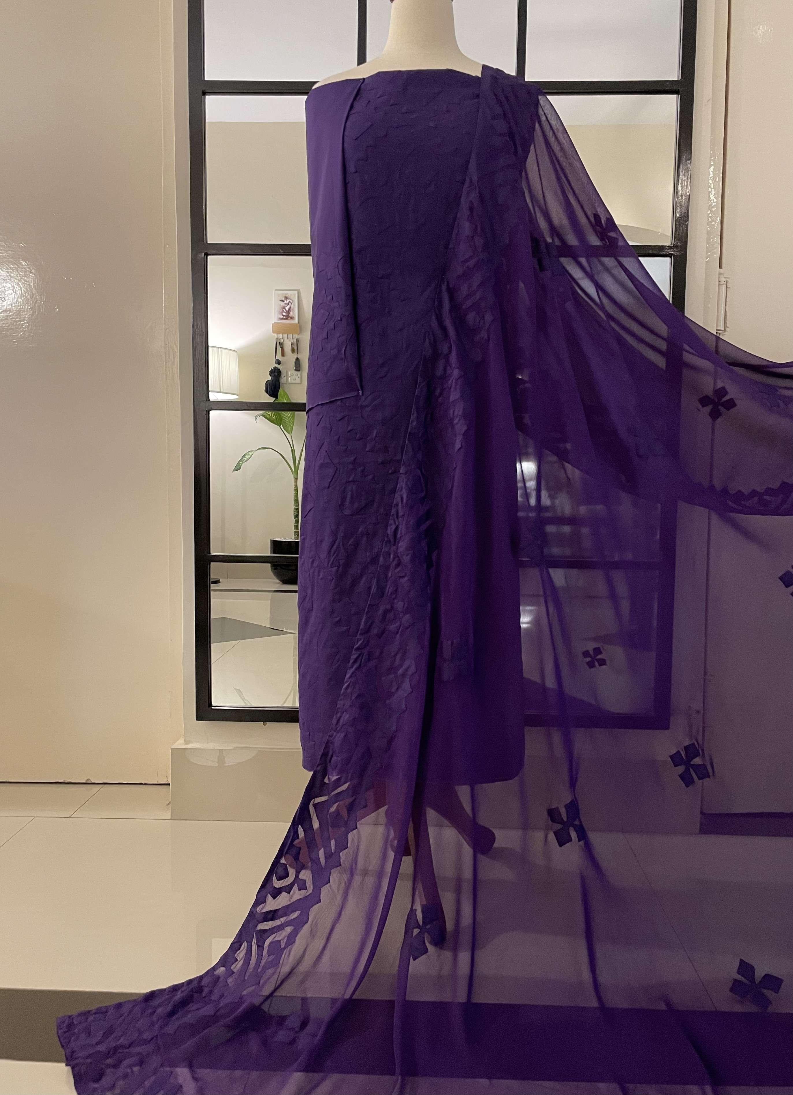 2 PIECE - UNSTITCHED APPLIQUE LAWN COTTON SHIRT & DUPPTA (AA-15)