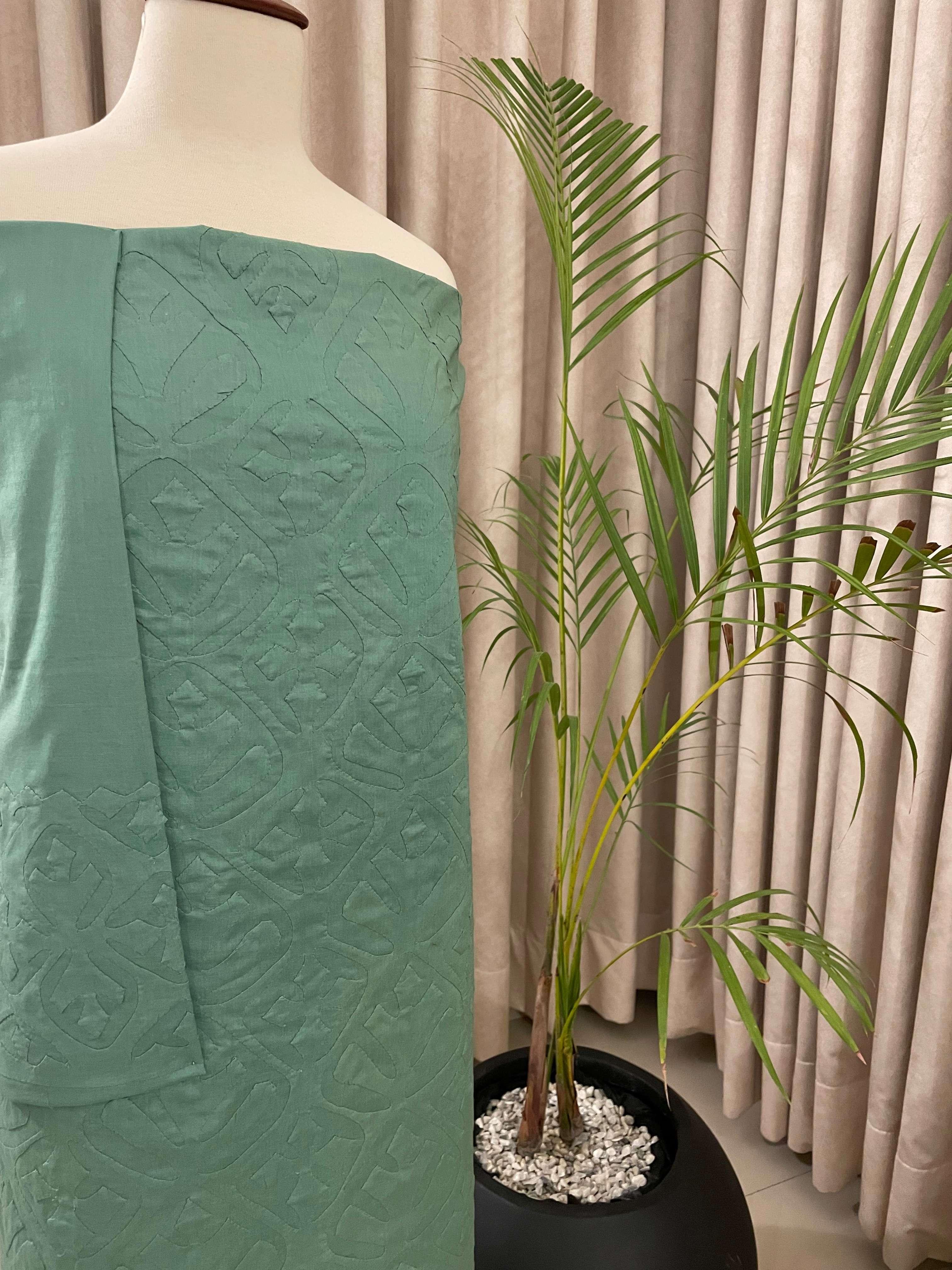 3 PIECE - UNSTITCHED APPLIQUE LAWN COTTON SUIT (AA-11) - Image 4