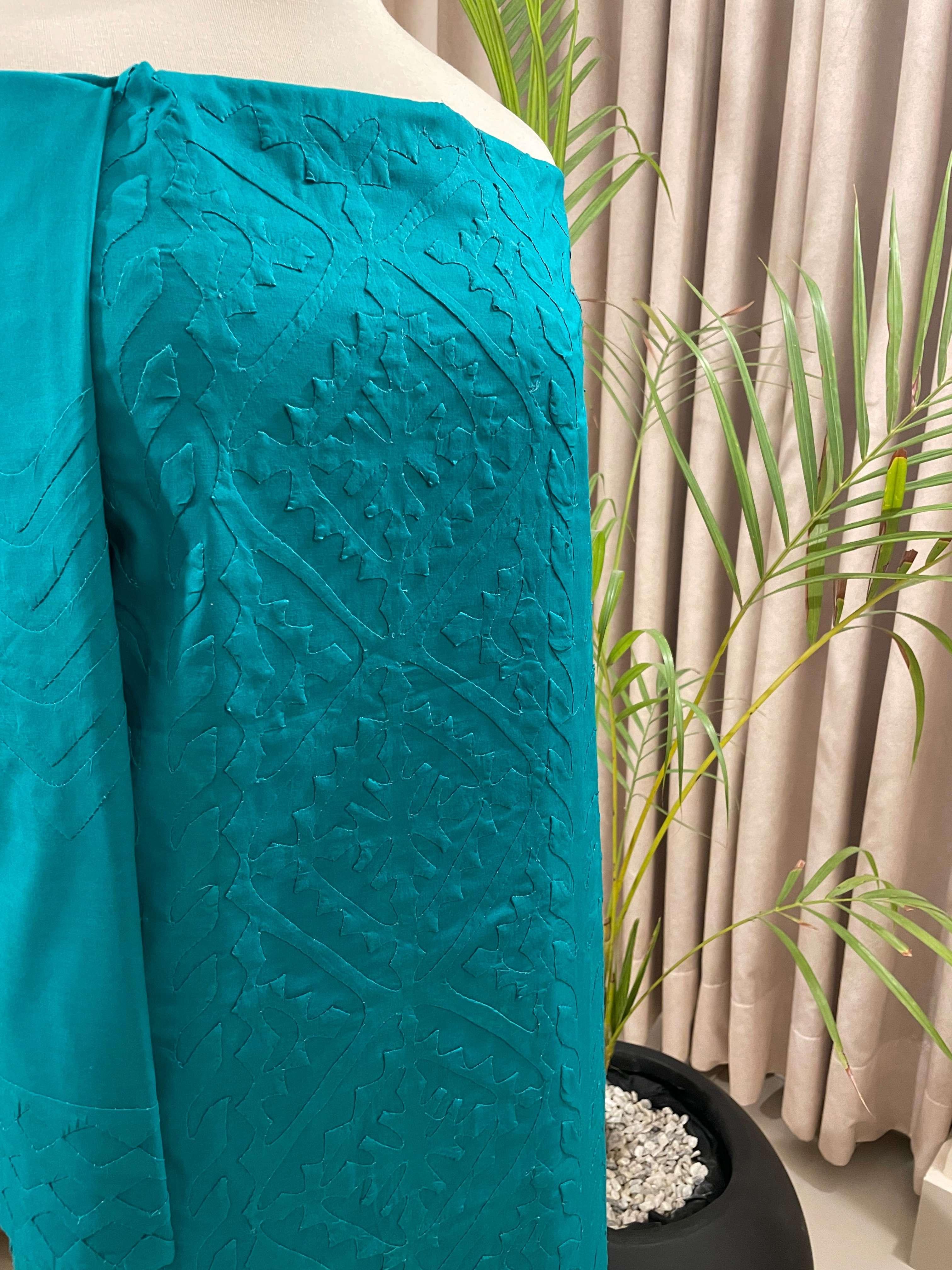 2 PIECE - UNSTITCHED APPLIQUE LAWN COTTON SUIT (DF-11) - Image 2