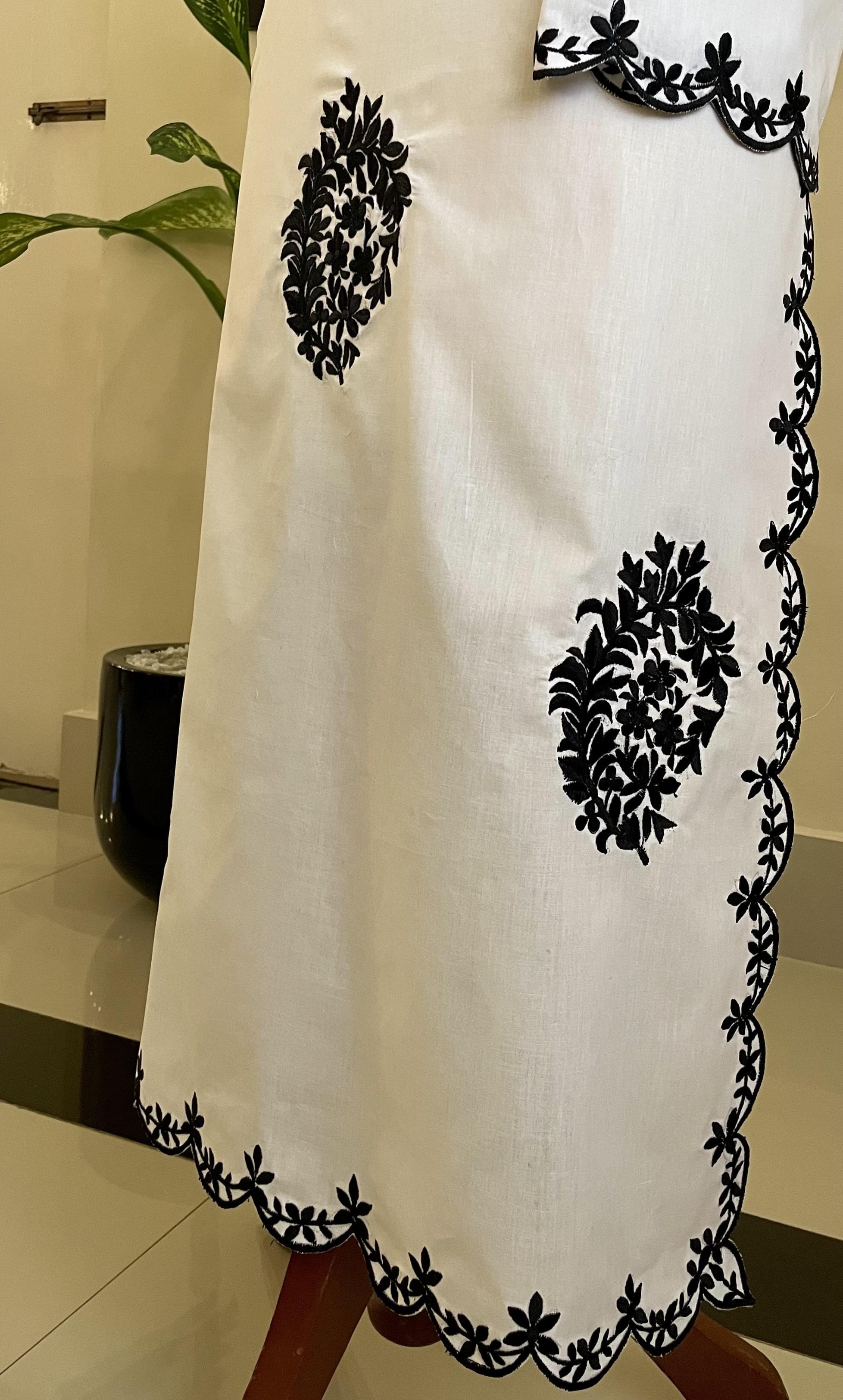 Black and White Embroidered Shirt