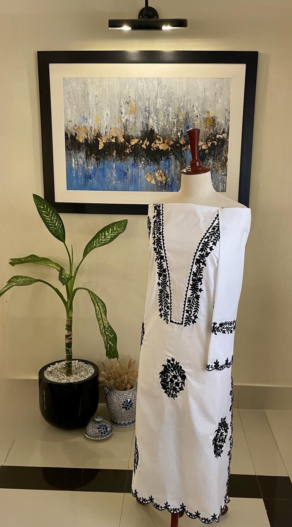 Black and White Embroidered Shirt