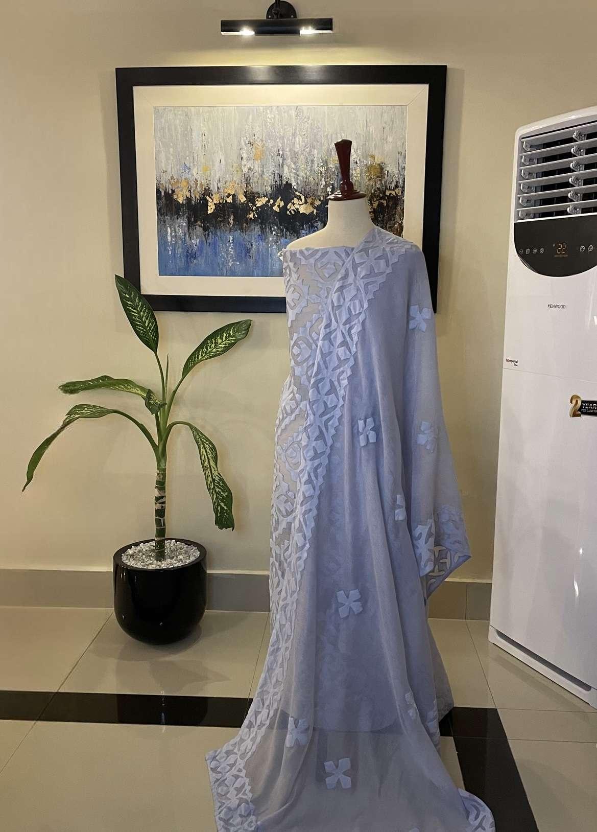 3 PIECE - UNSTITCHED APPLIQUE COTTON NET SUIT (CF-03)