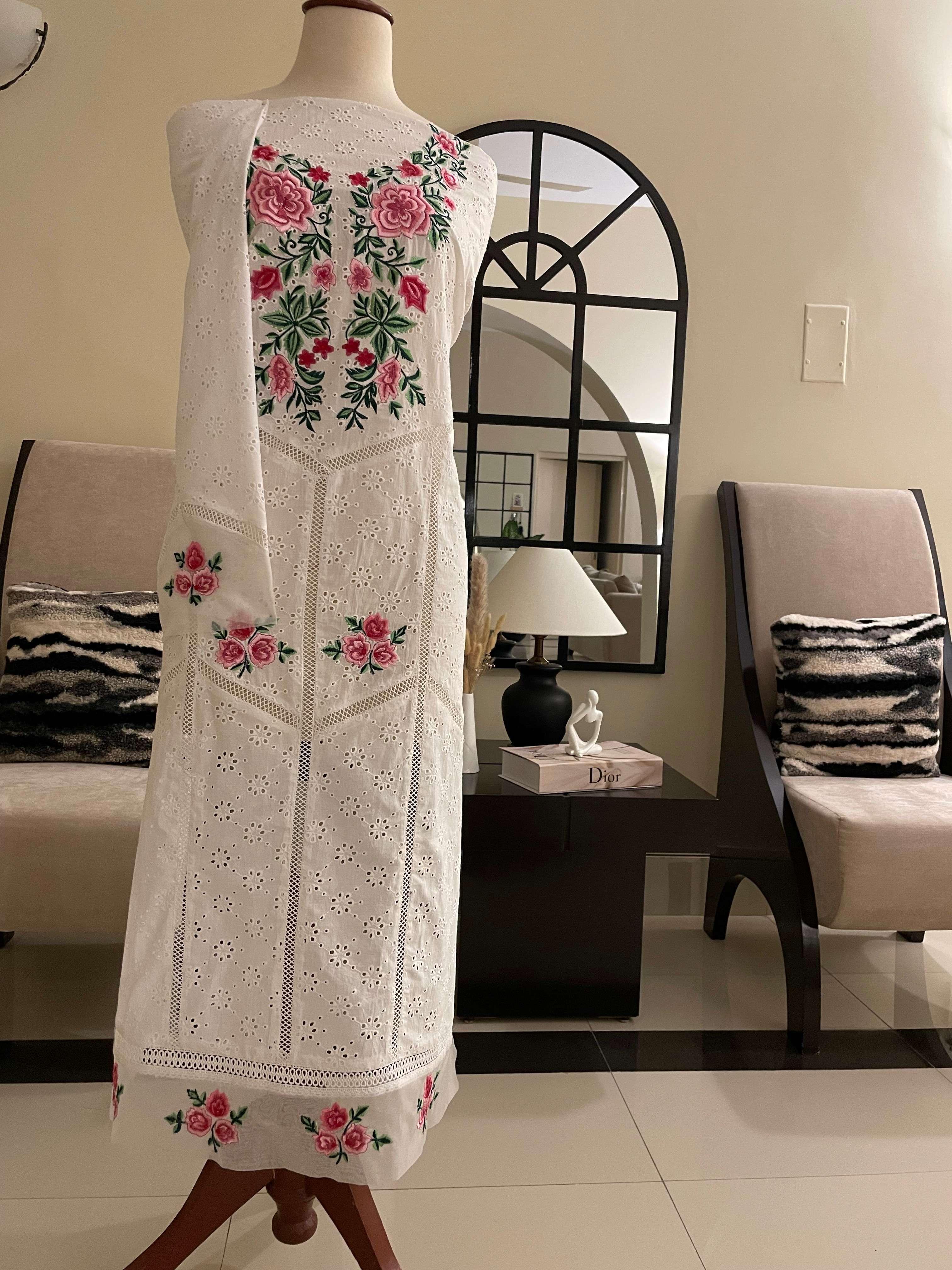 SEMI-STITCHED EMBROIDERED CHIKANKARI SHIRT & TROUSER (FD-05)