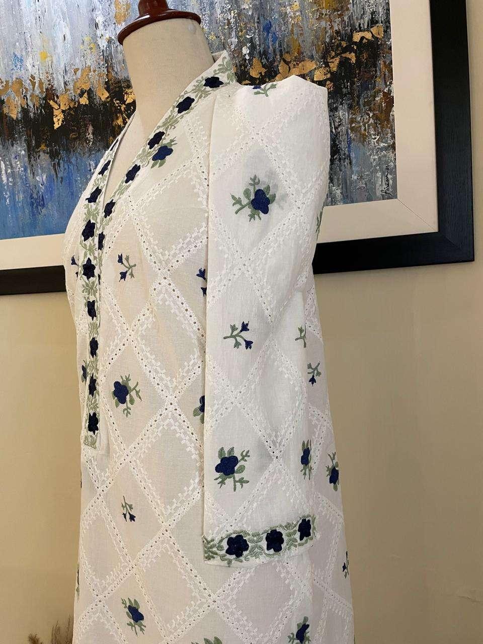 SEMI-STITCHED EMBROIDERED CHIKANKARI SHIRT & TROUSER (FD-19) - Image 3